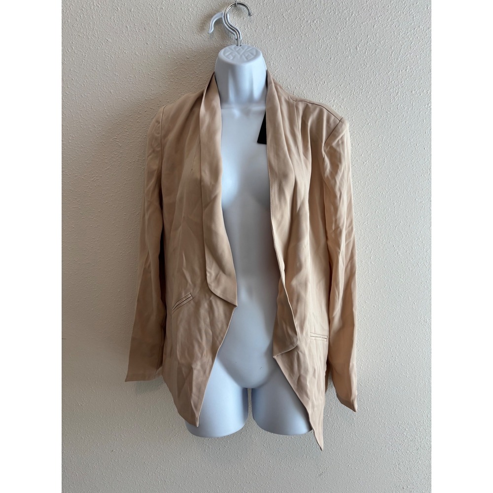 Lulus Blazer Women Medium Tan Beige Open Front Draped Shawl Collar NWT